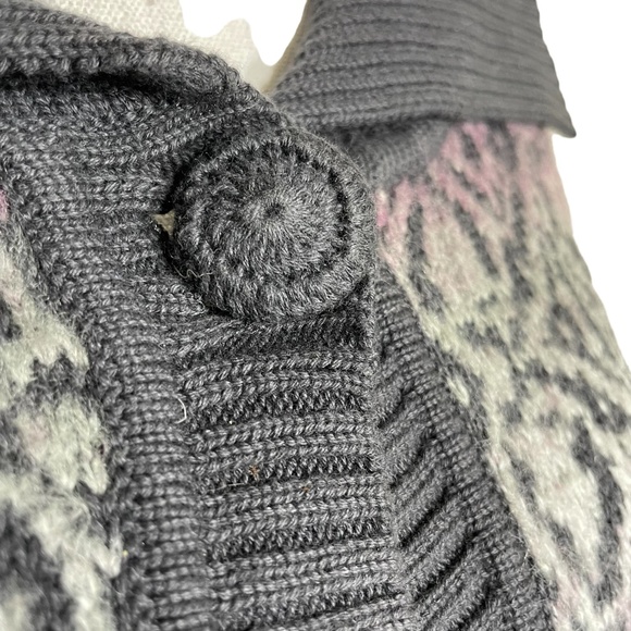 Cotton Blend Fair Isle Cardigan L Vintage VTG Ombre Collared Sweater Purple Gray - Picture 10 of 13